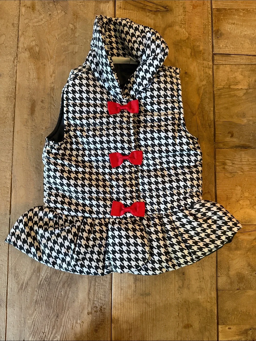Kids Headquarters Black & White Houndstooth Vest with Red Bows